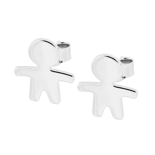 Orecchini Bimbo plain in ARGENTO 925 Galvanica Rodio<BR>