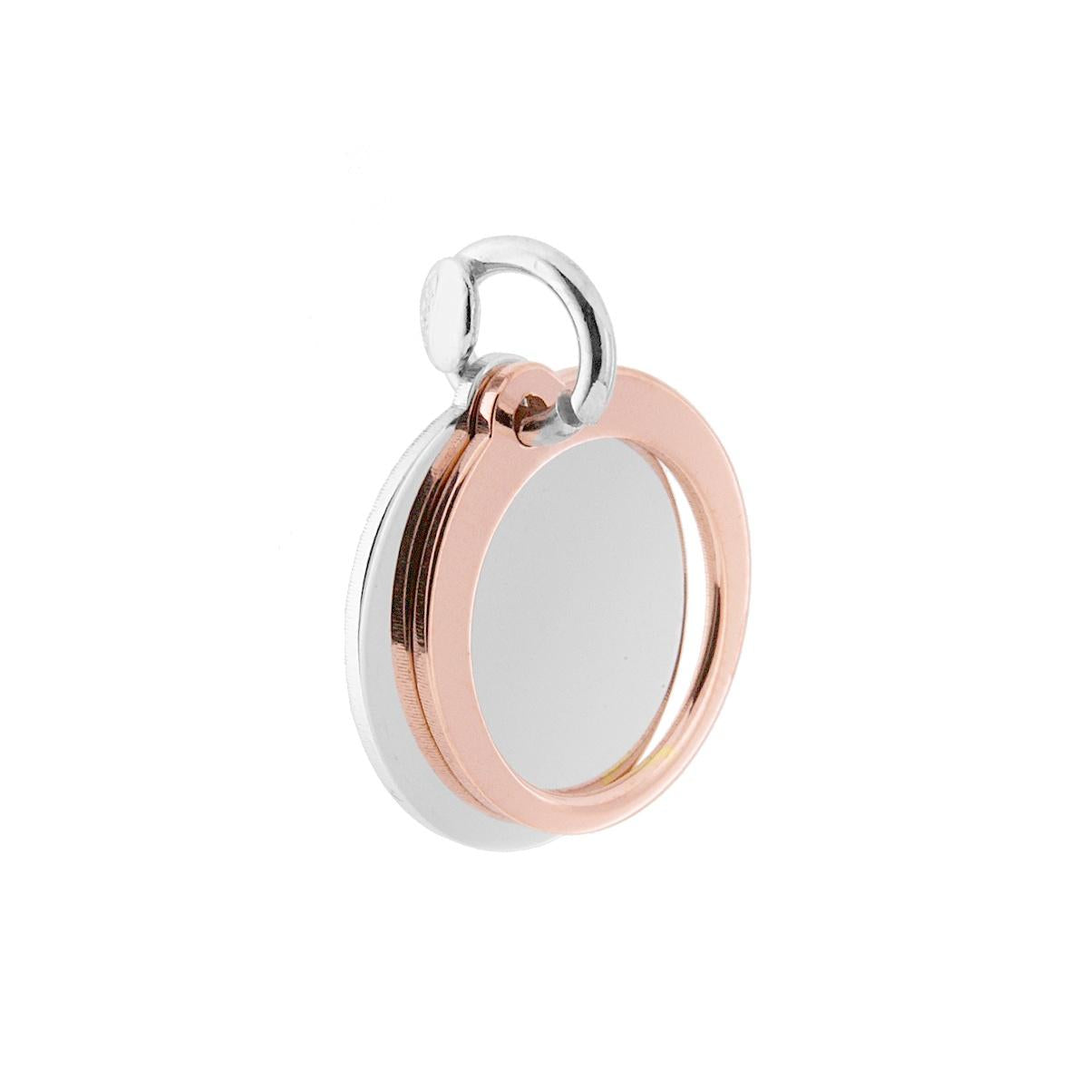 Ciondolo Tondo con doppia piastrina colore Rosa in ARGENTO 925 Galvanica Rodio