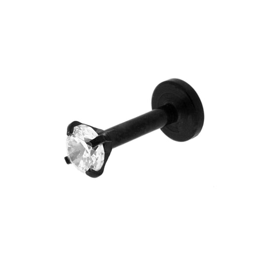 Body Piercing con Zircone Punto Luce Bianco in TITANIO NERO