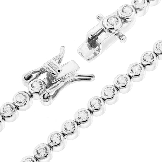 Bracciale Tennis Cipollina cm 18 con Zirconi mm 2 Bianchi in ARGENTO 925 Galvanica Rodio