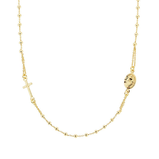 Collana Rosario modello Girocollo cm 50 con Grani a pallina liscia mm 2.5 in ARGENTO 925 Galvanica Oro