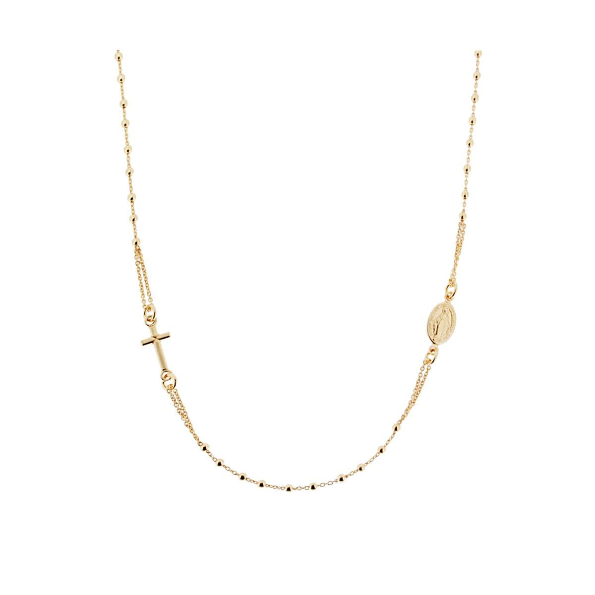 Collana Rosario modello Girocollo cm 48 con Grani a pallina liscia mm 2 in ARGENTO 925 Galvanica Oro