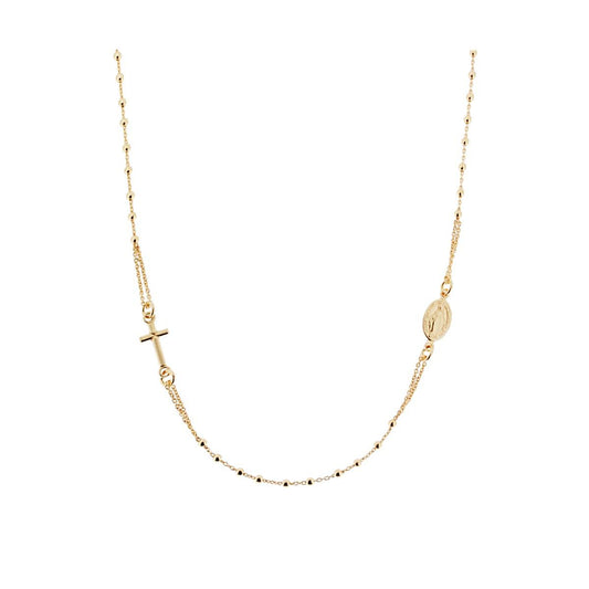 Collana Rosario modello Girocollo cm 48 con Grani a pallina liscia mm 2 in ARGENTO 925 Galvanica Oro
