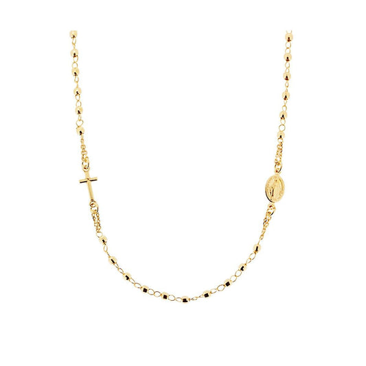 Collana Rosario modello Girocollo cm 50 con Grani a pallina diamantata mm 3 in ARGENTO 925 Galvanica Oro
