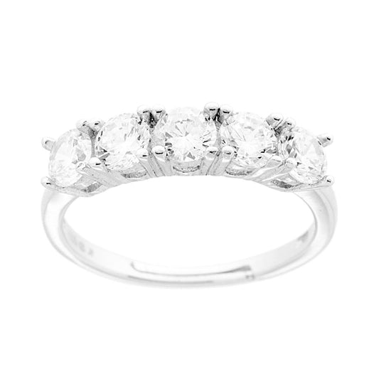 Anello Veretta con Cubic Zirconi Bianchi mm 4 in ARGENTO 925 Galvanica Rodio
