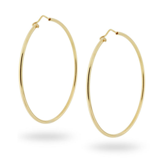 Orecchini a Cerchio Liscio 62 mm con canna mm 2 in ARGENTO 925 Galvanica Oro