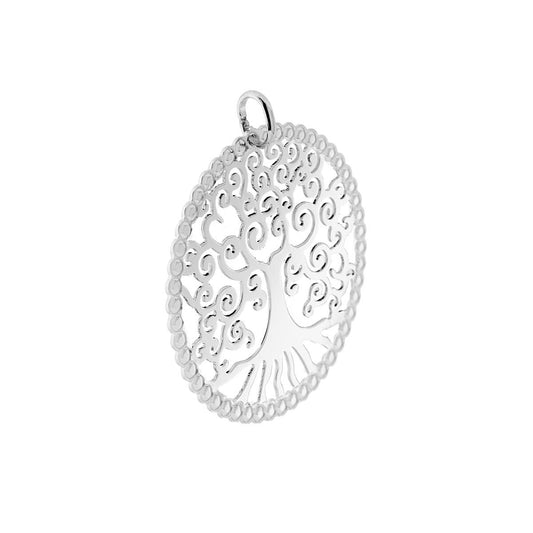 Ciondolo Albero della Vita mm 40 in ARGENTO 925 Galvanica Rodio