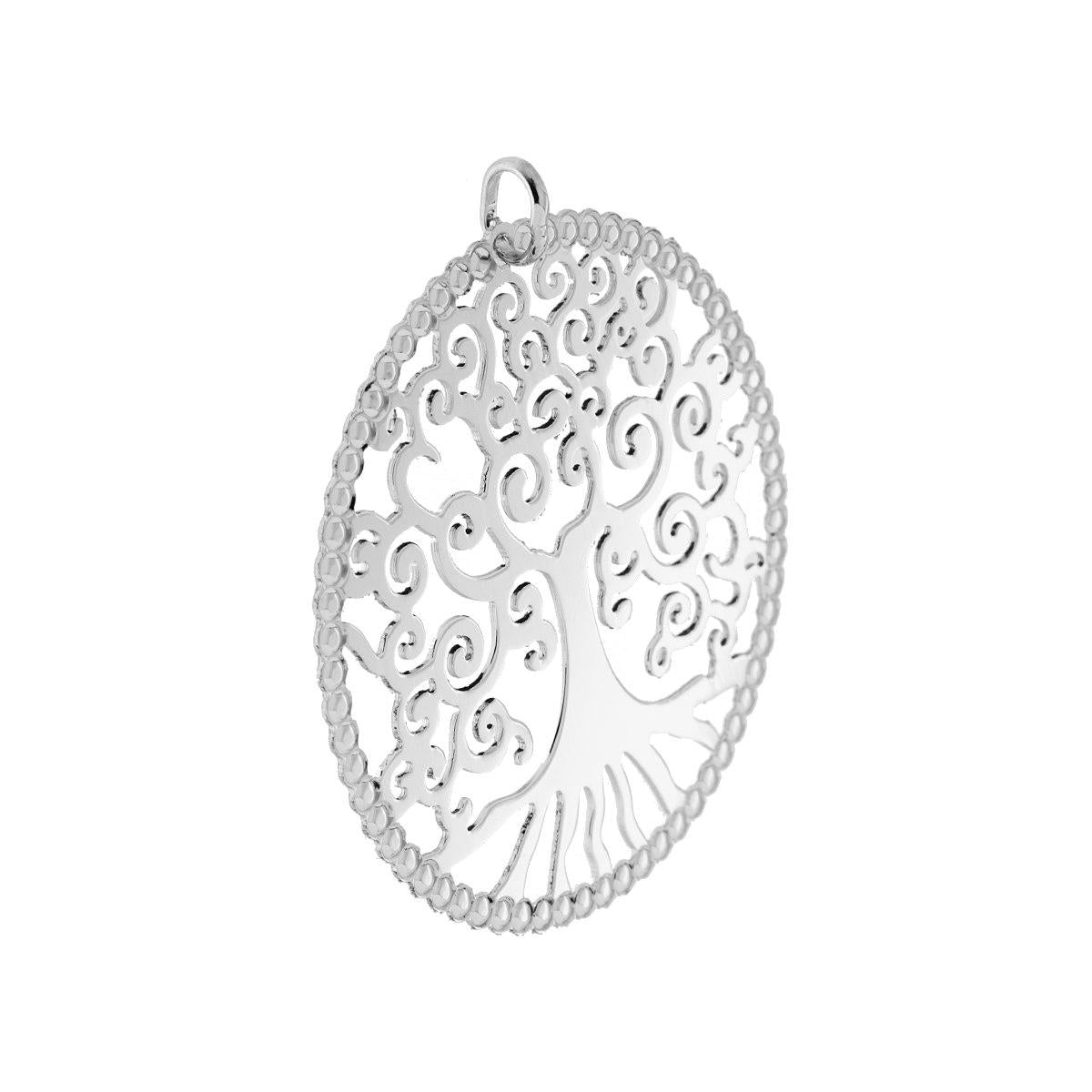 Ciondolo Albero della Vita mm 50 in ARGENTO 925 Galvanica Rodio