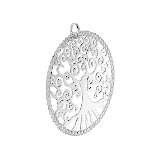 Ciondolo Albero della Vita mm 50 in ARGENTO 925 Galvanica Rodio