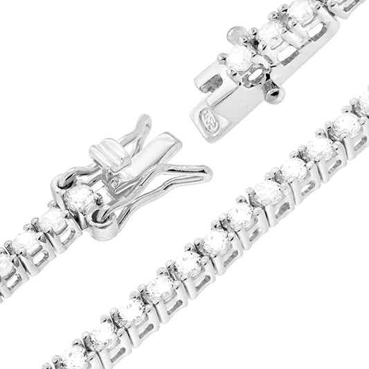 Bracciale Tennis Griffe cm 16.5 con Zirconi mm 2.5 Bianchi in ARGENTO 925 Galvanica Rodio