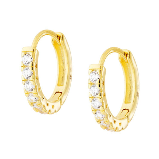 Orecchini Cerchio mm 17 con Zirconi Bianchi in ARGENTO 925 Galvanica Oro
