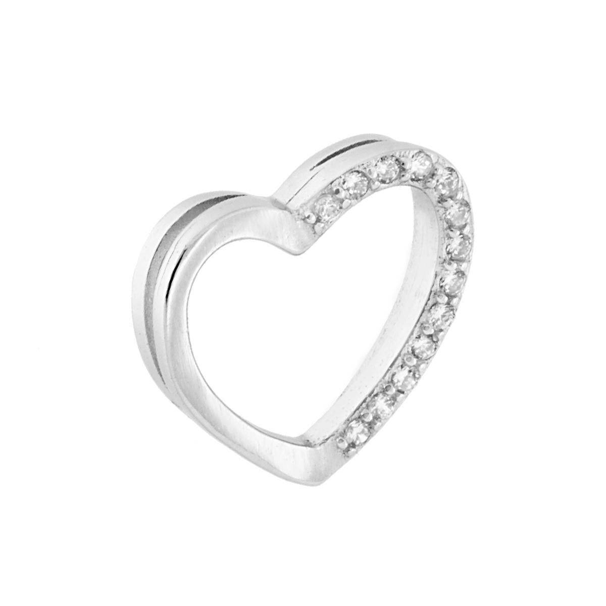 Ciondolo Cuore passante con Zirconi Bianchi in ARGENTO 925 Galvanica Rodio