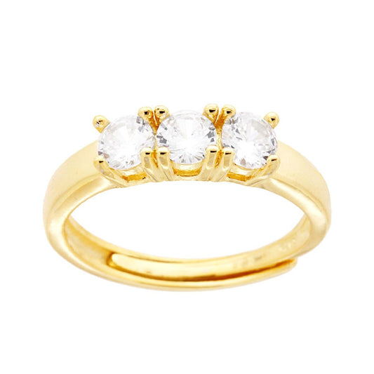 Anello Trilogy con Cubic Zirconia Bianco mm 4 in ARGENTO 925 Galvanica Oro
