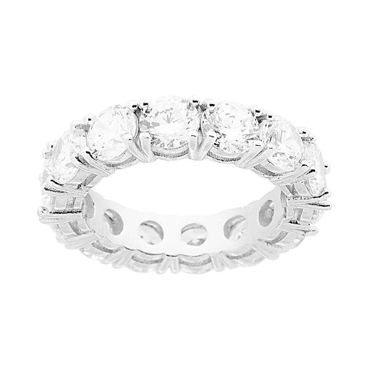 Anello Eternity Veretta a giro con Cubic Zirconia Bianchi mm 5 in ARGENTO 925 Galvanica Rodio