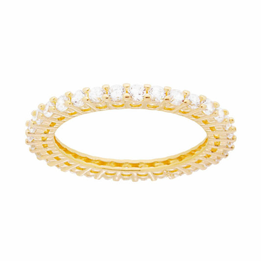Anello Eternity Veretta con Zirconi Bianchi mm 2 in ARGENTO 925 Galvanica Oro