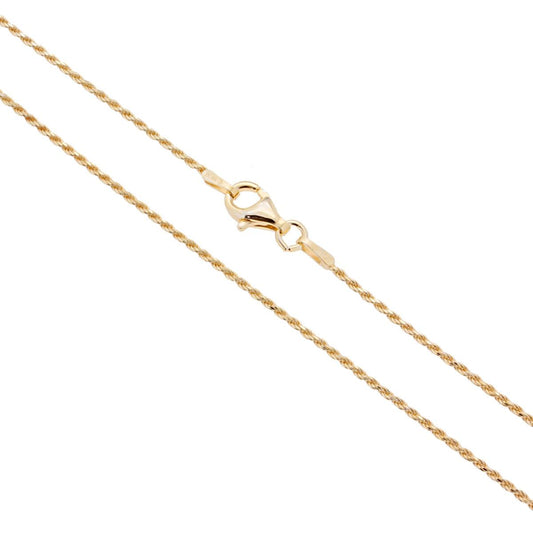 Catena Corda Diamantata 025 sezione mm 1.2 lunghezza cm 45 in ARGENTO 925 Galvanica Oro