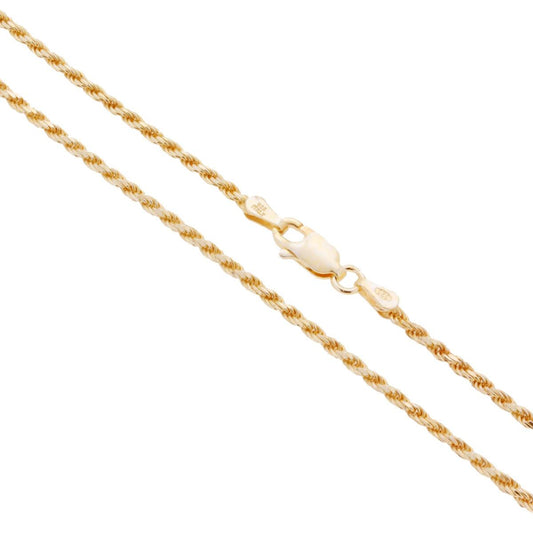 Catena Corda Diamantata 040 sezione mm 1.9 lunghezza cm 50 in ARGENTO 925 Galvanica Oro