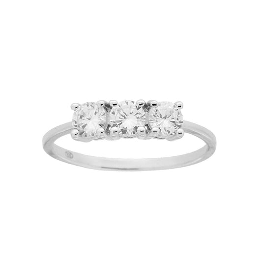 Anello Trilogy con Zirconi Bianchi mm 4 in ARGENTO 925 Rodiato