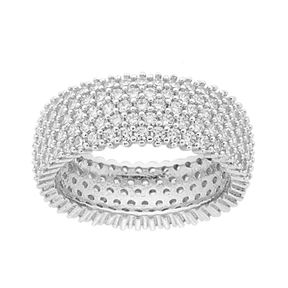 Anello Fascia Fascione con Cubic Zirconia Bianchi in ARGENTO 925 Galvanica Rutenio