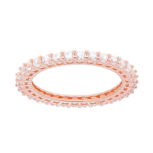Anello Eternity Veretta con Zirconi Bianchi mm 2 in ARGENTO 925 Galvanica Rosa
