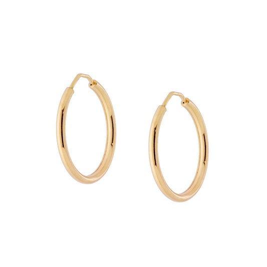 Orecchini a Cerchio Liscio mm 20 sezione canna mm 1.7 in ARGENTO 925 Galvanica Oro