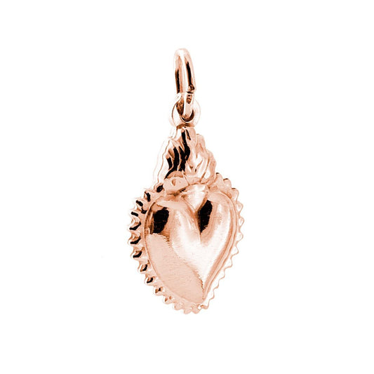 Ciondolo Cuore Votivo mm 19 in ARGENTO 925 Galvanica Rosa