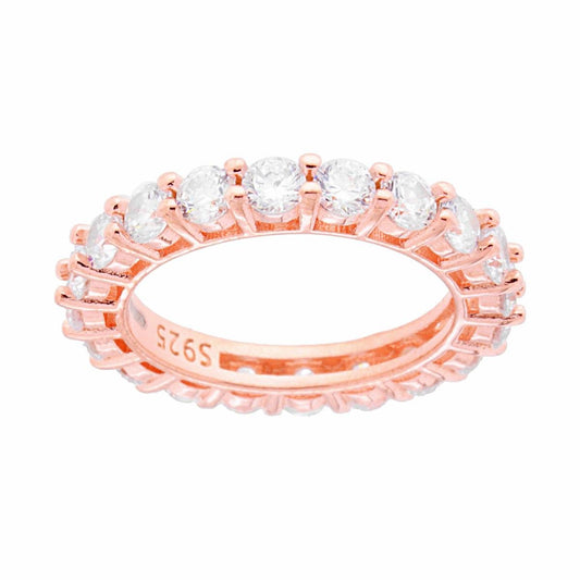 Anello Eternity Veretta a giro con Zirconi Bianchi mm 3 in ARGENTO 925 Galvanica Rosa