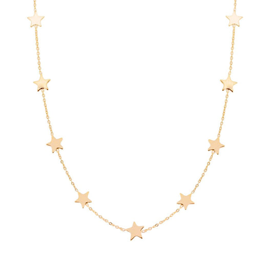 Collana catena Forzatina con Stelle plain in ARGENTO 925 Galvanica Oro