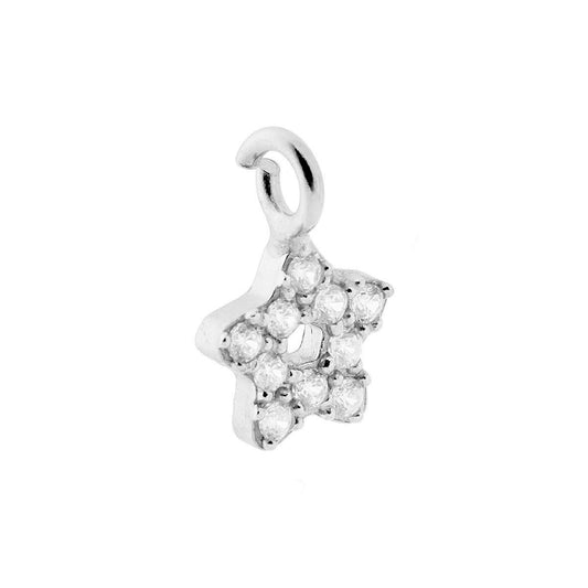 Ciondolo Mini Stella con Zirconi Bianchi in ARGENTO 925 Galvanica Rodio