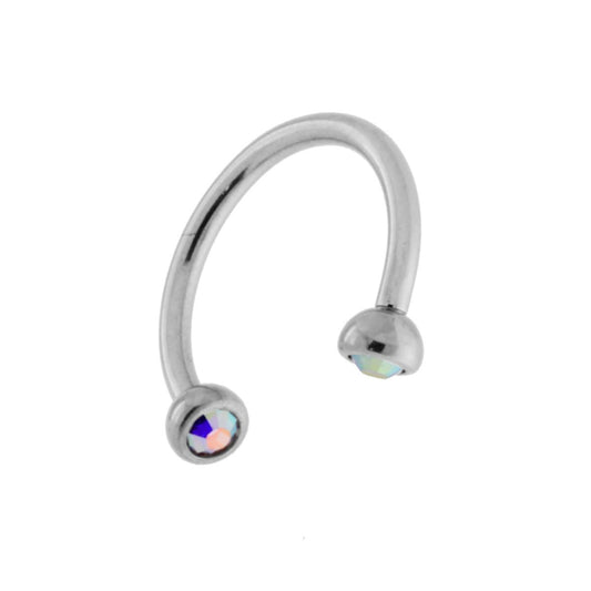Body Piercing Circular Barbell mm 12 con Palline mm 3 con Crystal colore Boreale in ACCIAIO Chirurgico