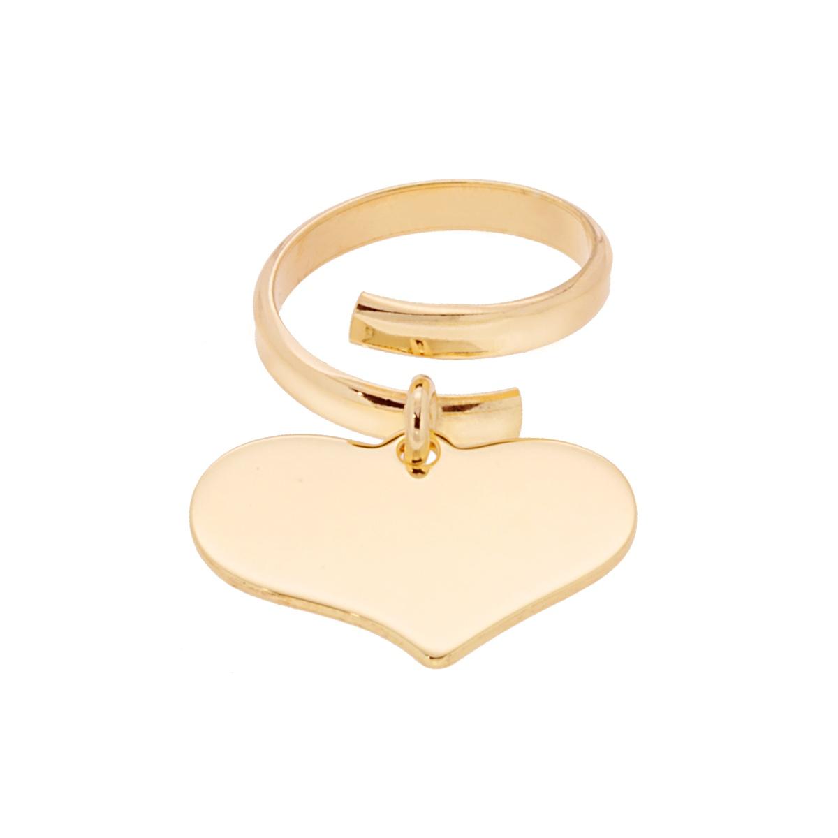 Anello Amore Love con Cuore pendente plain mm 23 in ARGENTO 925 Galvanica Oro
