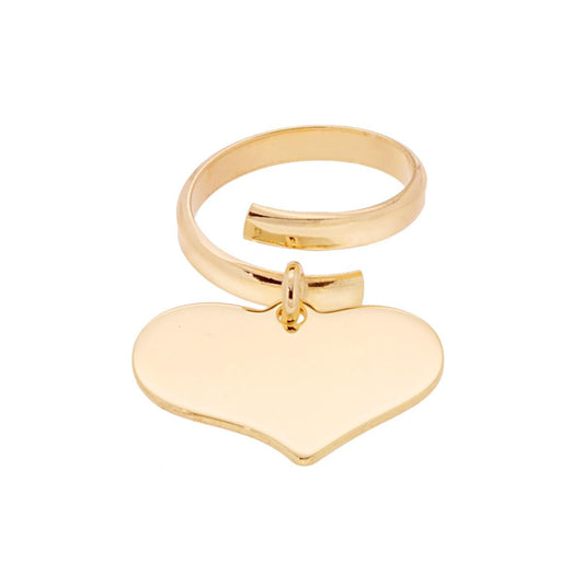 Anello Amore Love con Cuore pendente plain mm 23 in ARGENTO 925 Galvanica Oro