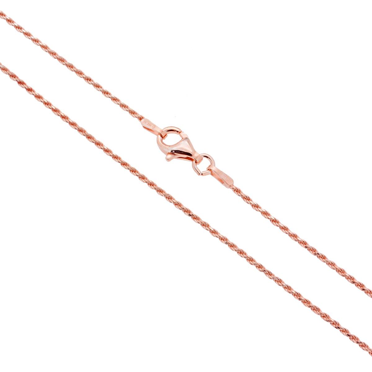 Catena Corda Diamantata 025 sezione mm 1.2 lunghezza cm 40 in ARGENTO 925 Galvanica Rosa