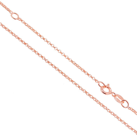 Catena Rolo Diamantata 022 sezione mm 1.5 lunghezza cm 45 + estensione cm 5 in ARGENTO 925 Galvanica Rosa