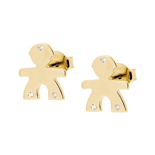 Orecchini Bimbo con Zirconi Bianchi in ARGENTO 925 Galvanica Oro