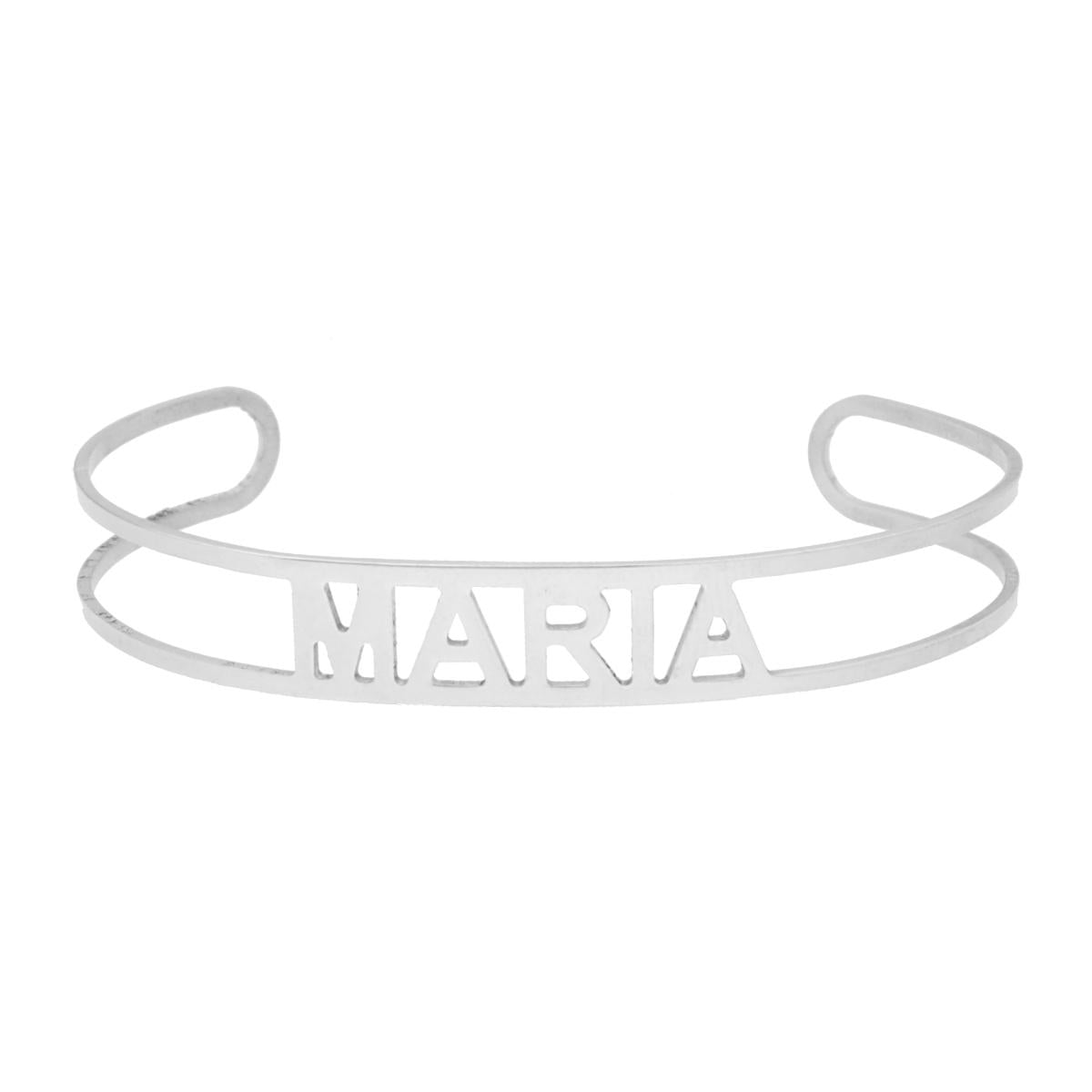 Bracciale Rigido con nome MARIA in ARGENTO 925 Galvanica Rodio