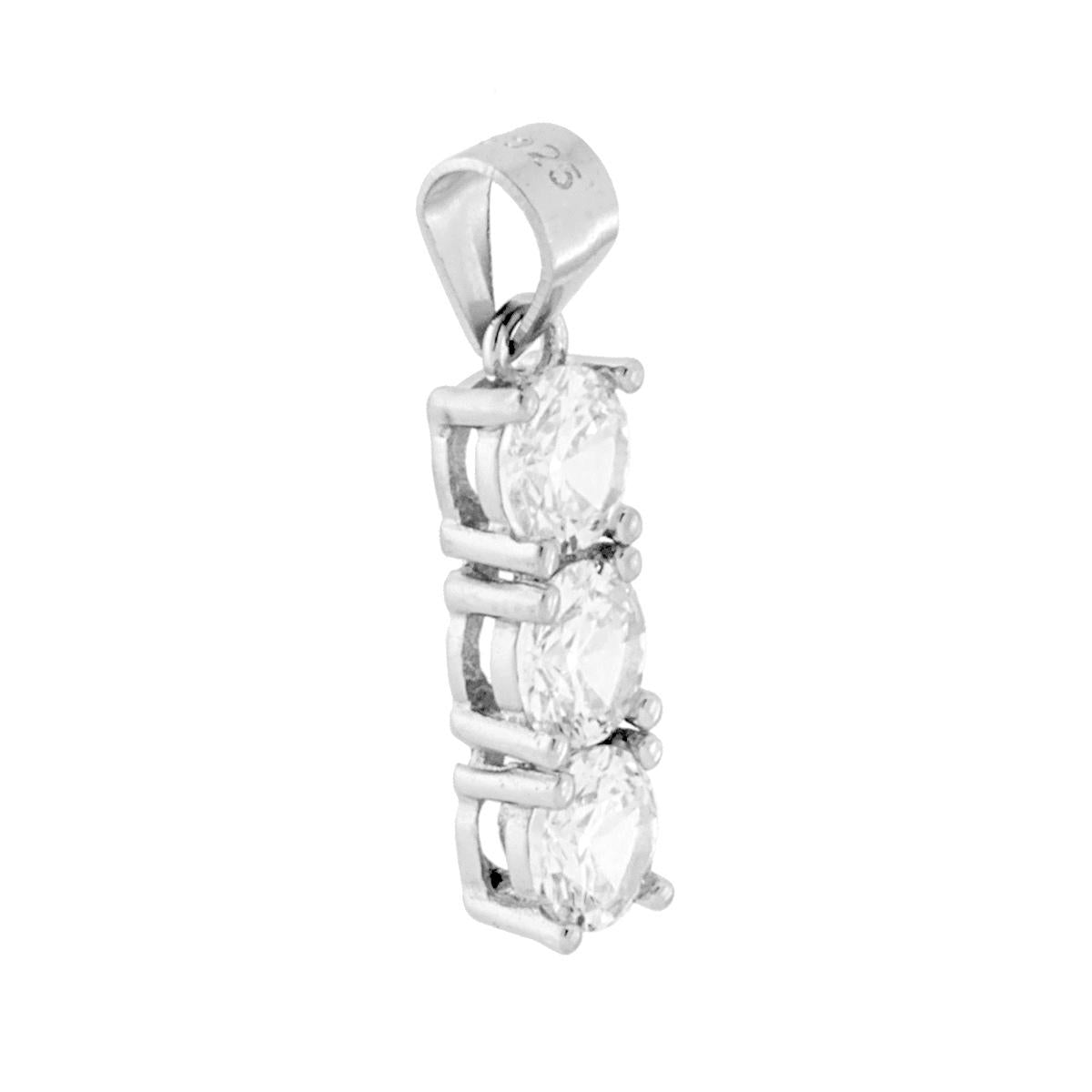 Ciondolo Trilogy con Zirconi Bianchi mm 5 in ARGENTO 925 Galvanica Rodio