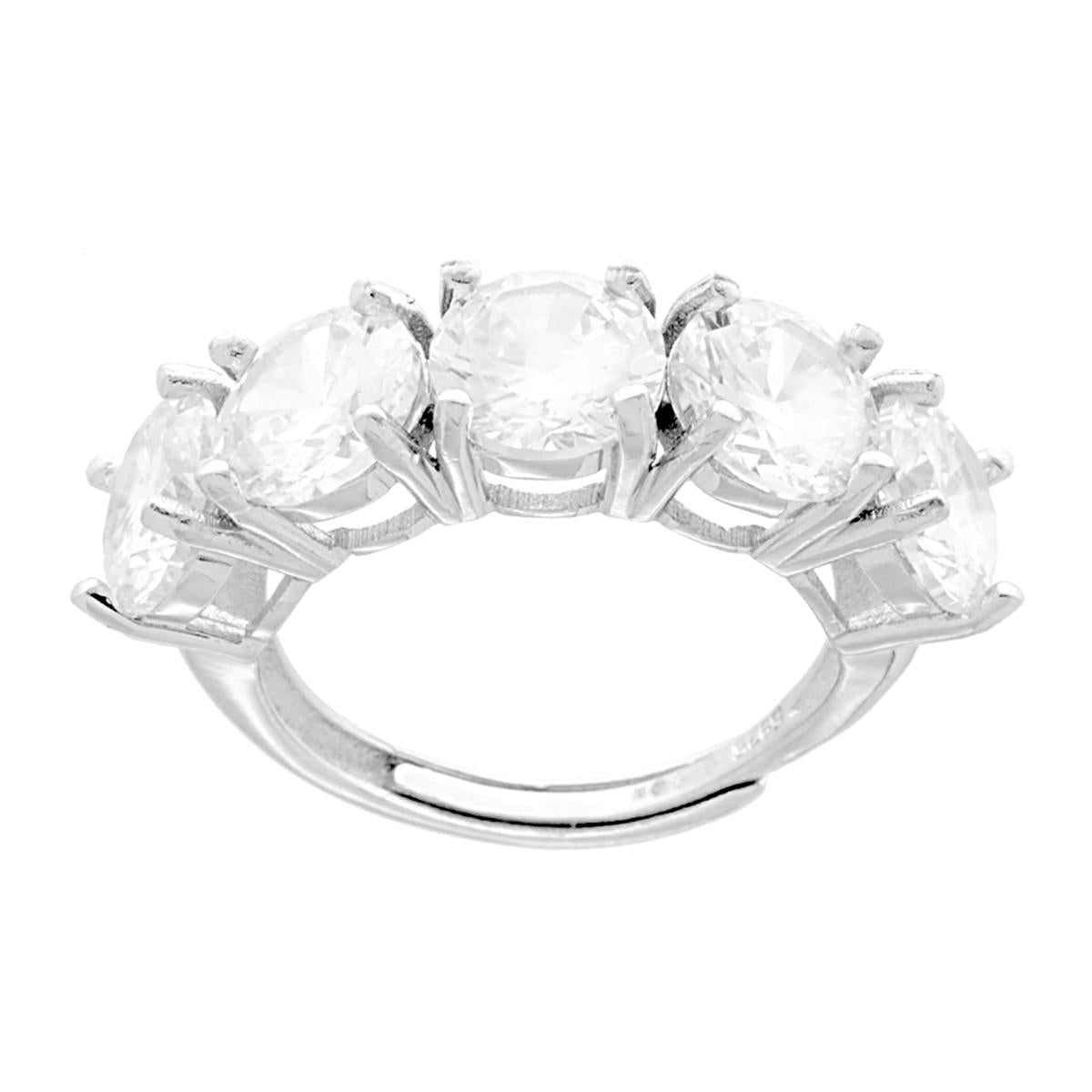 Anello Veretta con Zirconi Bianchi mm 7 in ARGENTO 925 Galvanica Rodio