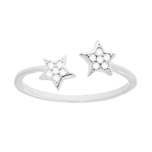 Anello Stelle con Cubic Zirconia Bianchi in ARGENTO 925 Galvanica Rodio