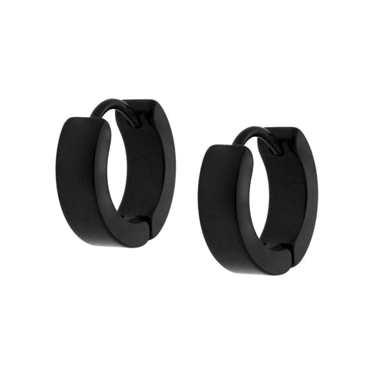 Orecchini Cerchio mm 13 Satinato Nero in ACCIAIO