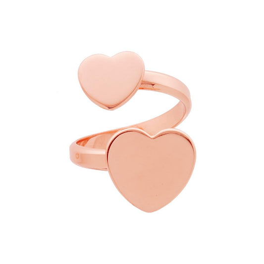 Anello Contrarie Amore Cuori plain in ARGENTO 925 Galvanica Rosa