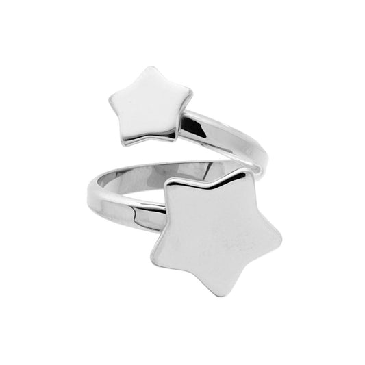Anello Contrarie con Stelle plain in ARGENTO 925 Galvanica Rodio