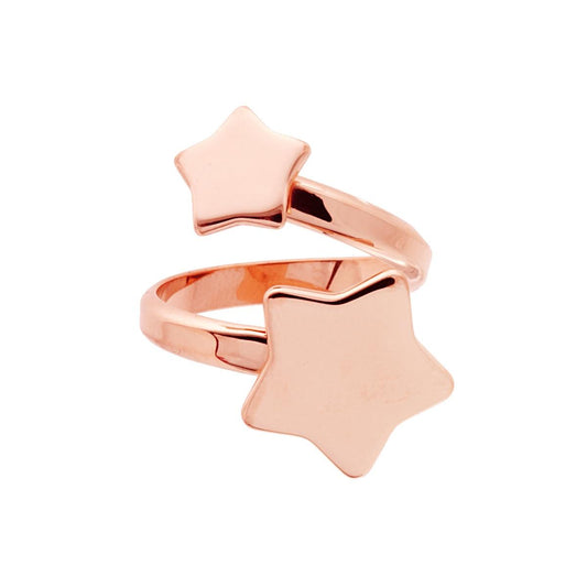 Anello Contrarie con Stelle plain in ARGENTO 925 Galvanica Rosa