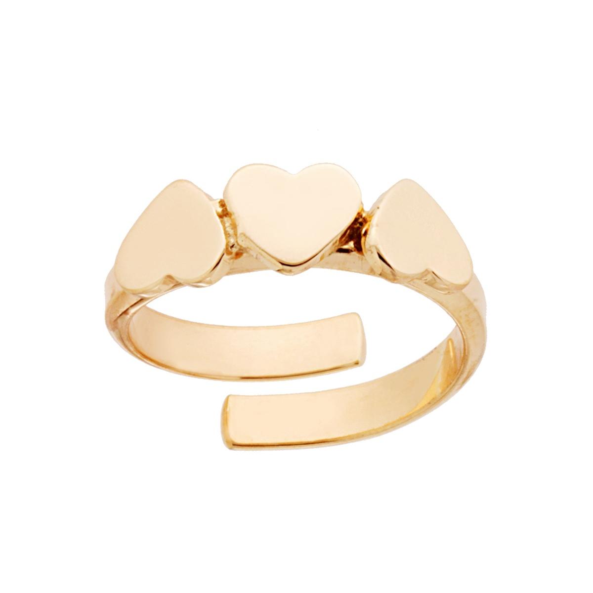 Anello Trilogy Cuori plain in ARGENTO 925 Galvanica Oro