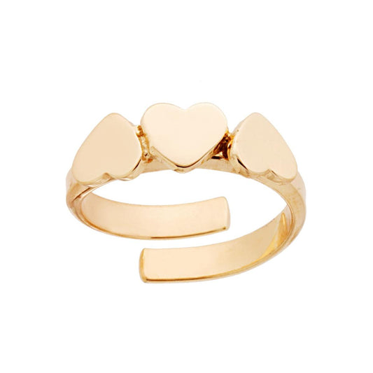 Anello Trilogy Cuori plain in ARGENTO 925 Galvanica Oro