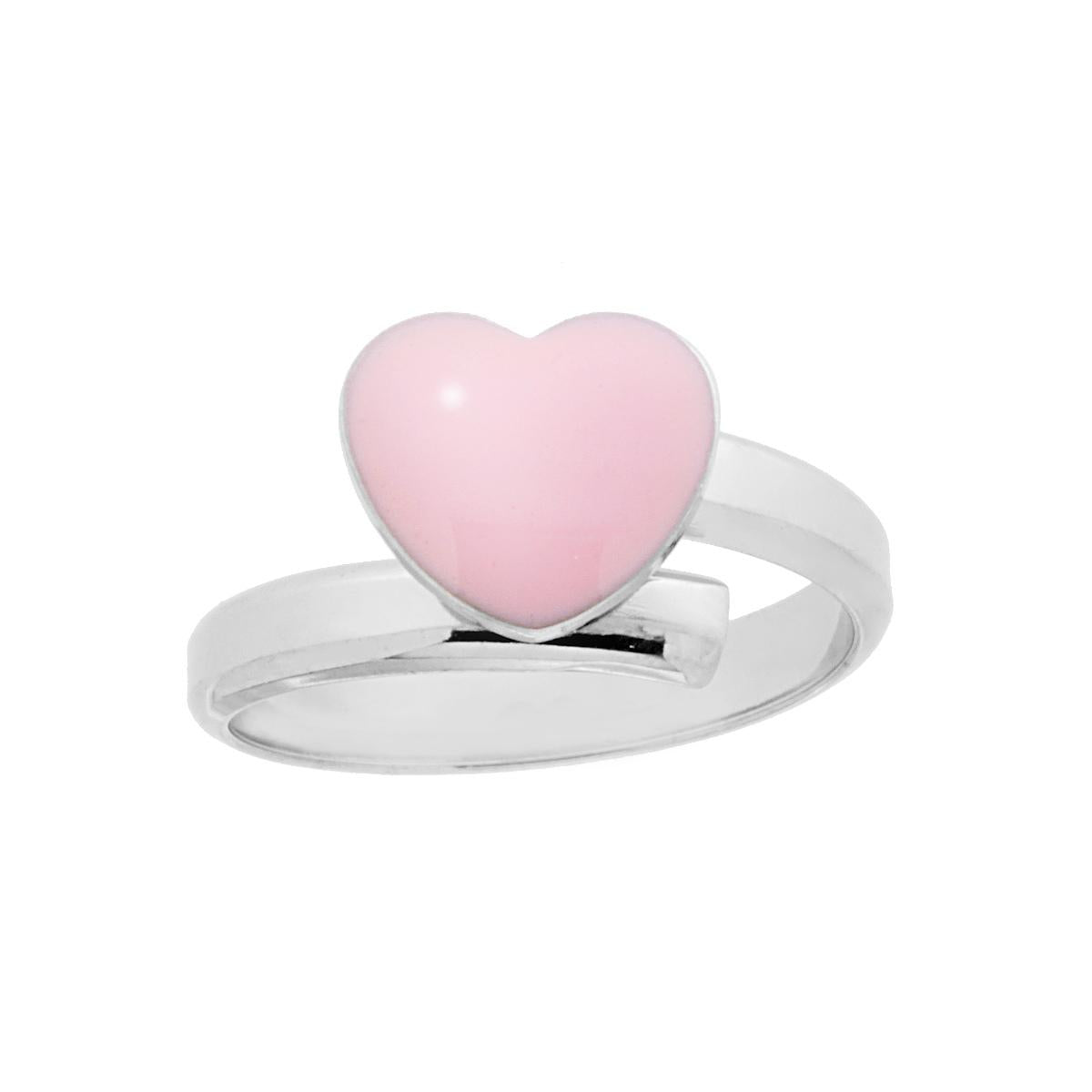 Anello Amore con Cuore Smalto Rosa in ARGENTO 925 Galvanica Rodio