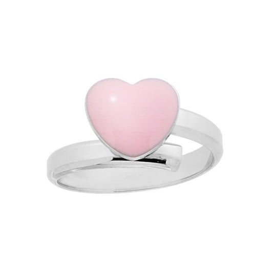 Anello Amore con Cuore Smalto Rosa in ARGENTO 925 Galvanica Rodio