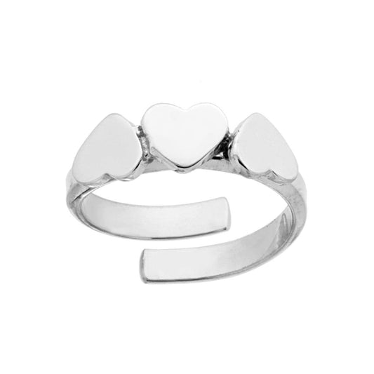 Anello Trilogy Cuori plain in ARGENTO 925 Galvanica Rodio