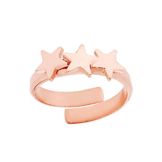 Anello Trilogy di Stelle plain in ARGENTO 925 Galvanica Rosa