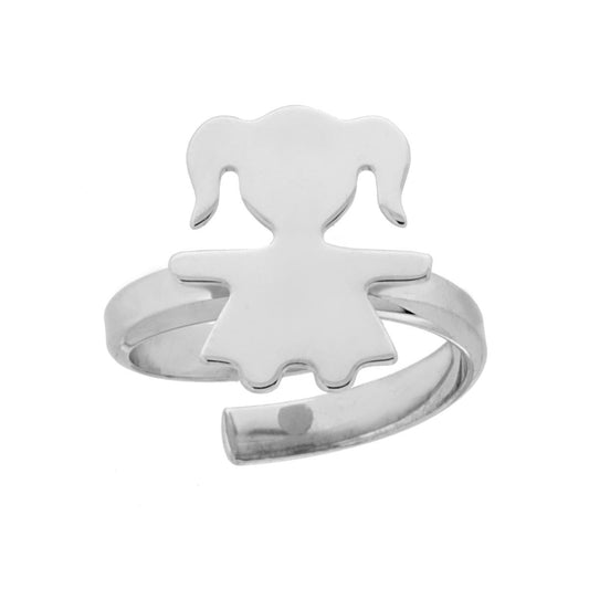 Anello Famiglia con figlia bimba in ARGENTO 925 Galvanica Rodio